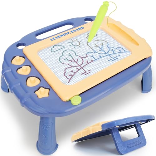 Image of LZZAPJ Magnetic Drawing Board, Doodle Board Toddler Toys for Ages 2-4, Drawing Pad Etch Learning Sketch Toys for Toddlers 1-3 Tablets,First Birthday Gifts for Kids Boys 1 2 3 4 Year Old （Blue）