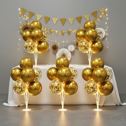 Image of 6 Sets LED Balloon Table Centerpieces for Party Decorations | with Pump, Light Up Balloon Centerpiece for Table, Balloon Stand Kit for Birthday, Wedding, and Christmas Decorations