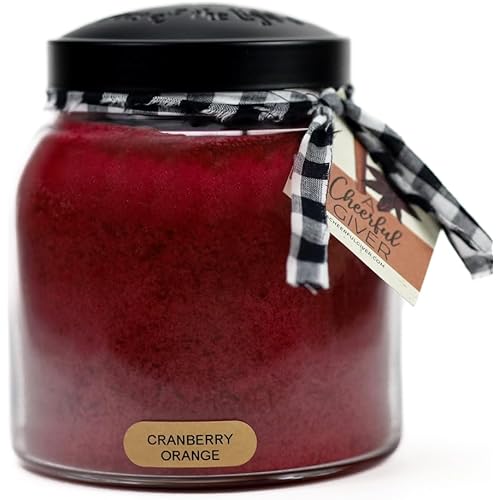 A Cheerful Giver - Cranberry Orange - 34oz Papa Scented Candle Jar with Lid - Keepers of the Light - 155 Hours of Burn Time, Gift for Women, Red
