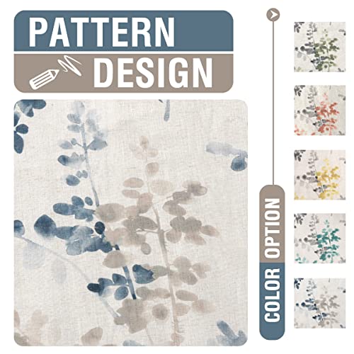 H.Versailtex PART-P2RODYMCS-BLUESTONETAUPE-5263 Linen Sheer Curtains For Living Room Curtains 63 Inches Long Light Filtering Rod Pocket Window Sheer Linen Curtains For Bedroom, 2 Panels, Classical Floral Printing Bluestone And Taupe thumb #3
