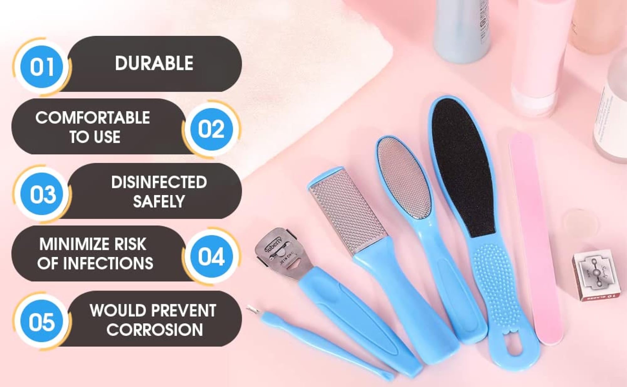 8 in 1 Pedicure Kit, Foot Scrubber & Tools