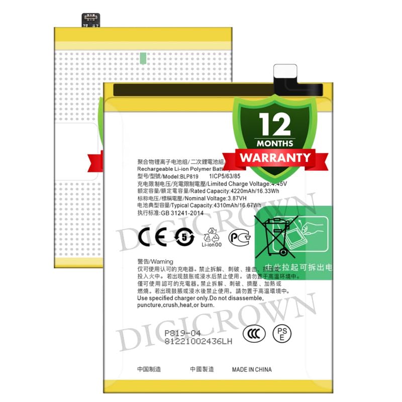 Image of Original BLP819 Battery Compatible for Oppo F19 Pro+ 5G | Reno 5 4G | Reno 6 4G | Reno 6Z 5G - (4310mAh) - 1 Year Warranty DF7
