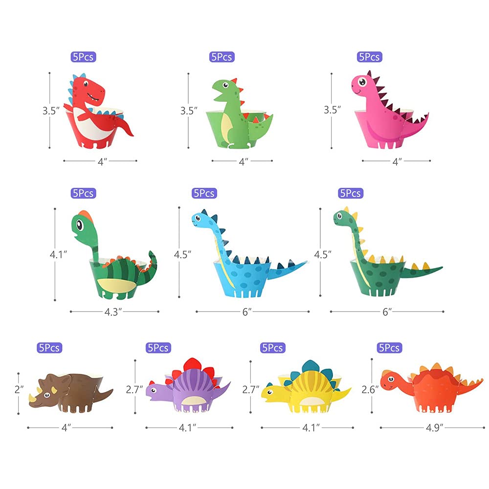 Cupcake Wrapper, Cake Decoration, Dinosaur Muffin Cases Cake Muffins Decoration Packaging for Children Birthday Party Birthday Decoration