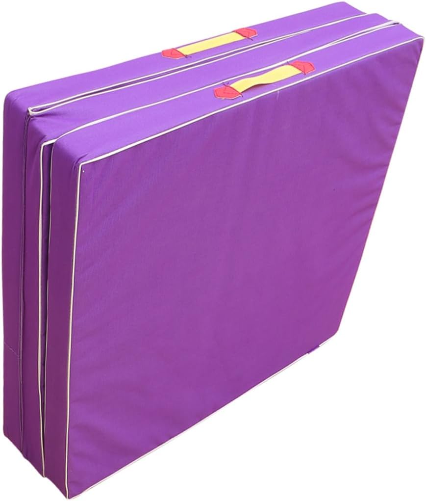 SUPVOX 1Pc Fold Gymnastic Cushion Yoga Mat Thick Exercise Mat for Home Workouts No Odor with Sponge Padding for Dancing and Sit Ups Purple Random Handle