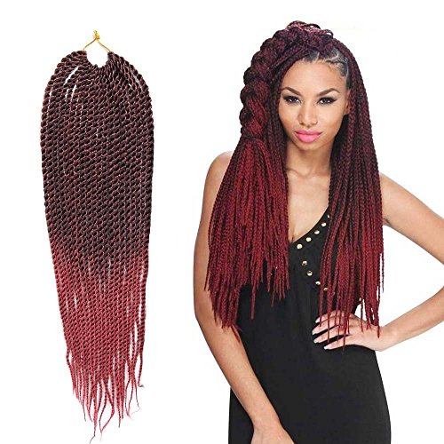 FeiBin Small Crochet Braids 18" 2X Small Senegalese Twist Synthetic Ombre Braiding Hair Exension Crochet Braided Hair (6-Pack, 1B/99J)