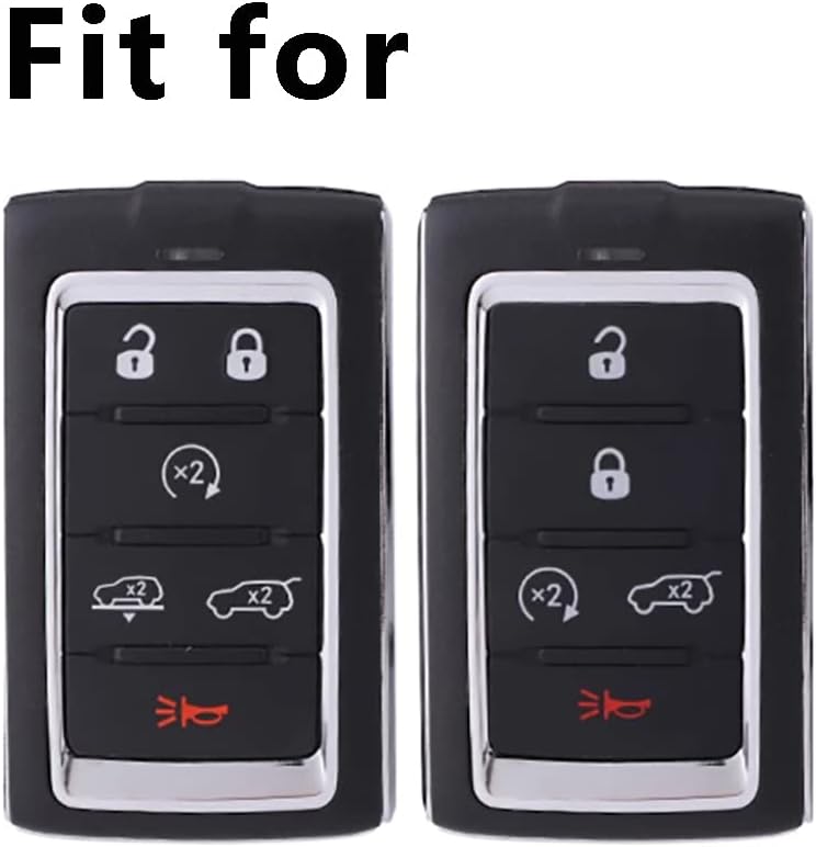 ontto 6-button Leather Car Remote Key Fob Cover with Keychian Full Protector Key Case Key Skin Fit for Jeep Wagoneer Grand Wagoneer Grand Cherokee 2022 Blue