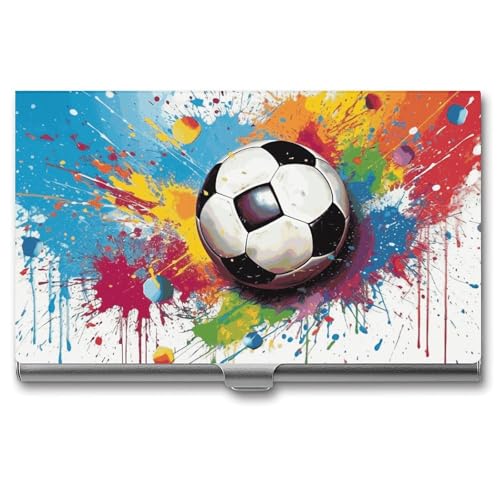 GFLFMXZW Visitenkartenhalter Metall Visitenkartenetui für Männer Frauen Taschen-Kartenhalter Sport Fußball Namenskartenhalter Kreditkarte Brieftasche Ausweishülle Schnalle Stil Verschluss Stil, Stil: