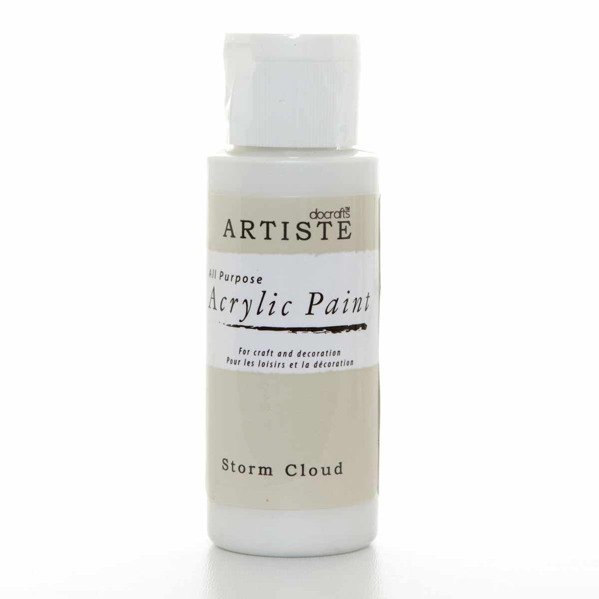 Artiste Acrylic Paint 59ml 2Oz Storm Cloud, Quick-Drying Professional Art, Craft and Hobby Artists Paint, Vibrant Colour, Water-Based Paints Cover All Surfaces with Ease, Ideal for Travel Artists