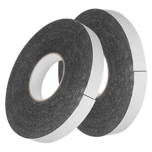 Image of uxcell 2pcs Rolls Double Sided Foam Tape Removeable PE Sponge Mounting Tape Strong Adhesive Tape Strips(Black, 50ft x 1 inch x 1 /16 inch) for Home Paint Wall Hanging Poster Decor