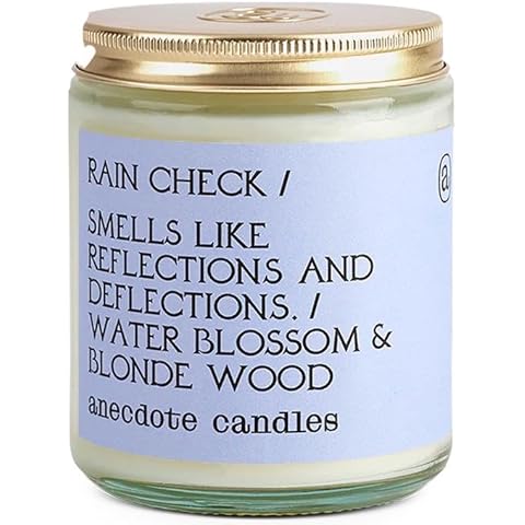 Anecdote Candles 'Rain Check' Coconut Soy Wax Candle | Premium Hand Poured & Long Burning | Water Blossom & Blonde Wood Scent | Phthalate-Free | for Home, Office, Gift - 7.8 Oz Cover