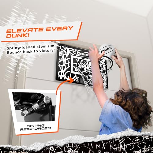 image for AND1 Over The Door Mini Hoop: - 18”x12” Pre-Assembled Portable Bas