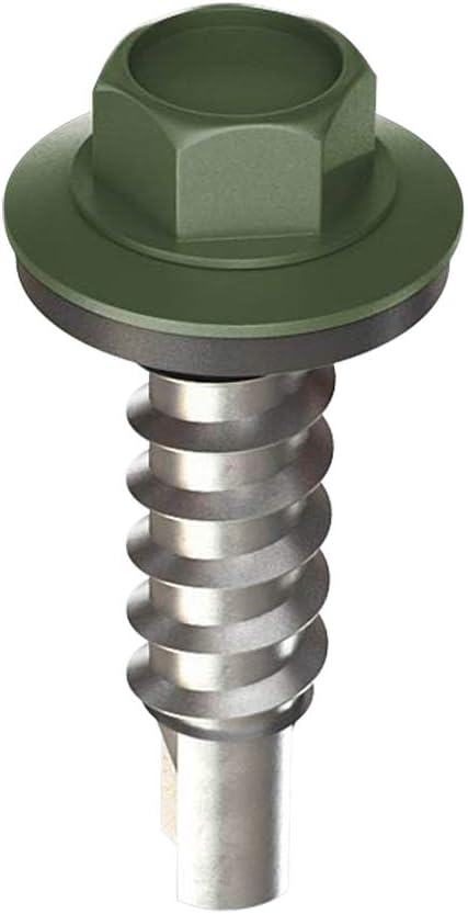 Metal Roofing Screws Painted Self Tapping Self Starting Sealing Washer Metal to Wood Metal to Metal Roofing Siding Gutter (250 Count/Box) BILKA (25/32 x 3/16 x 5/16, Green)