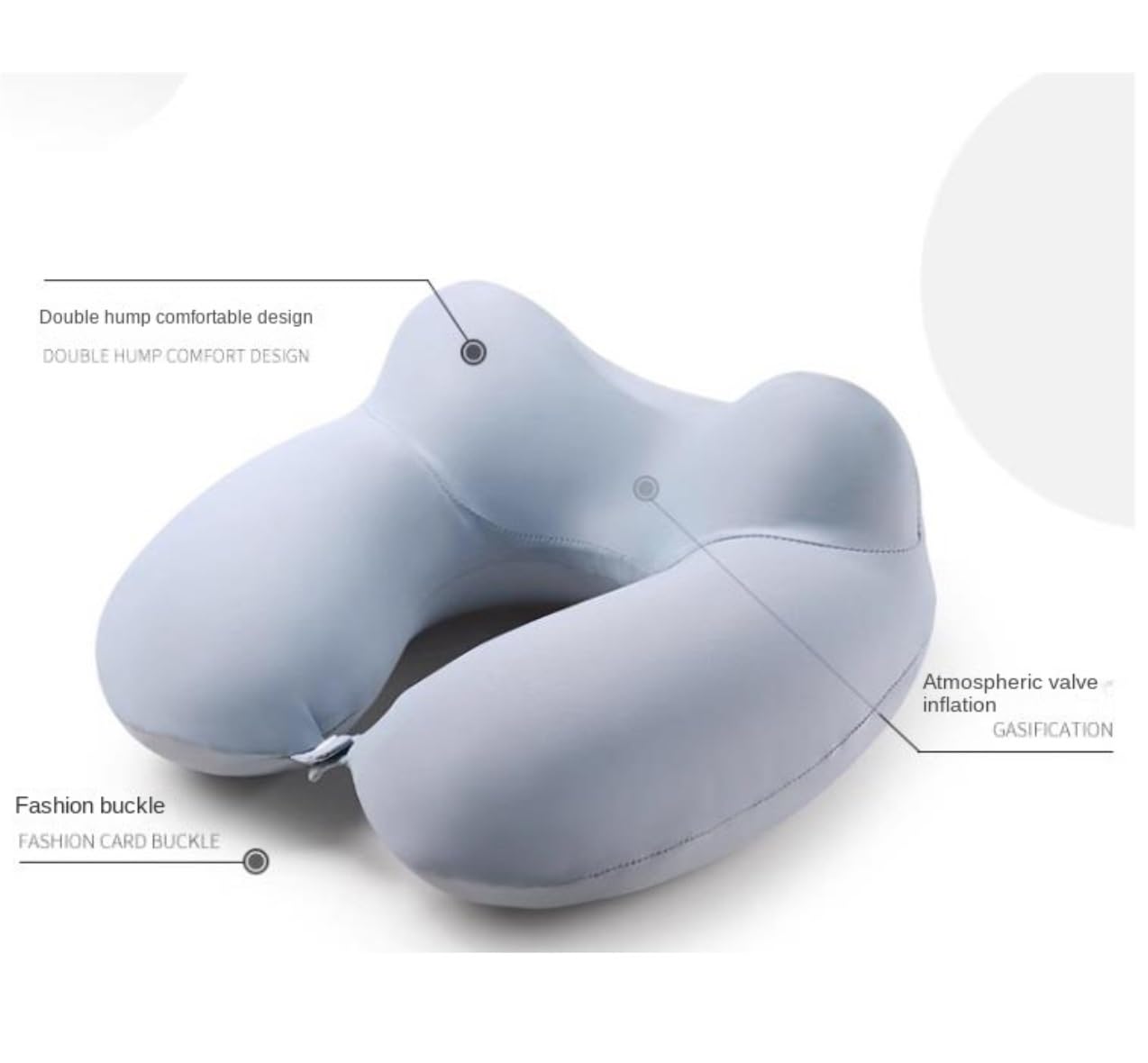 Cuscino Aereo Confortevole Cuscino da Viaggio Gonfiabile in Tessuto di Seta Ghiacciata per Il Collo Portatile A Forma U per Aeroplani Casa Treno Auto(A)