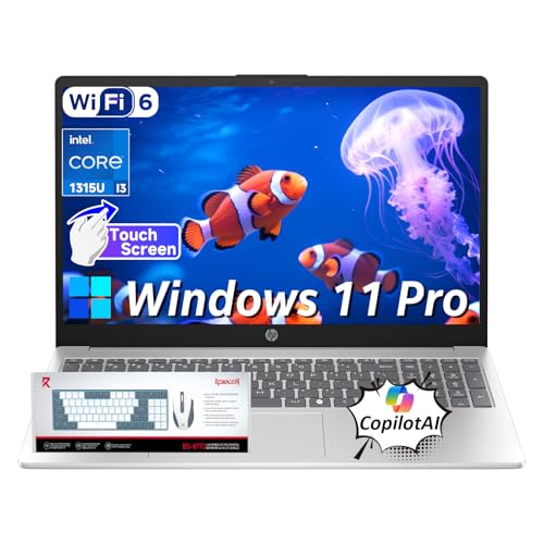 Image of HP 15.6 inch Touchscreen Laptop 2026, 13th Gen Intel i3-1315U(Up to 4.5GHz), 15.6 inch Anti-Glare Display, 16GB RAM + 512GB SSD, Win 11 Pro, Wi-Fi 6, AI Copilot for Business & School, Patented KB Kit
