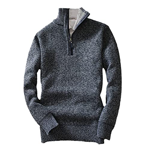 Tricot en laine Kelsiop pull d'hiver en polaire homme col roulé bleu de luxe