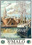affiche ancienne saint gervais SANS CADRE PostersAndCo ™ St Malo Port Bateau Rdck-Poster/Reproduction HQ 40x60cm d\'une Affiche Vintage/Ancienne