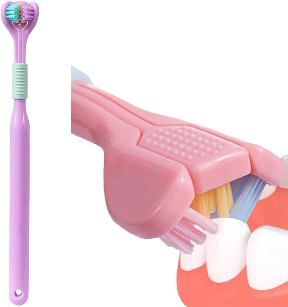 BowieMall 3-Sided Toothbrush All Sides Cleaning Training Tooth Brush Completely Cover The Toothbrush Great Angle Bristles Clean Each Tooth (Blue)