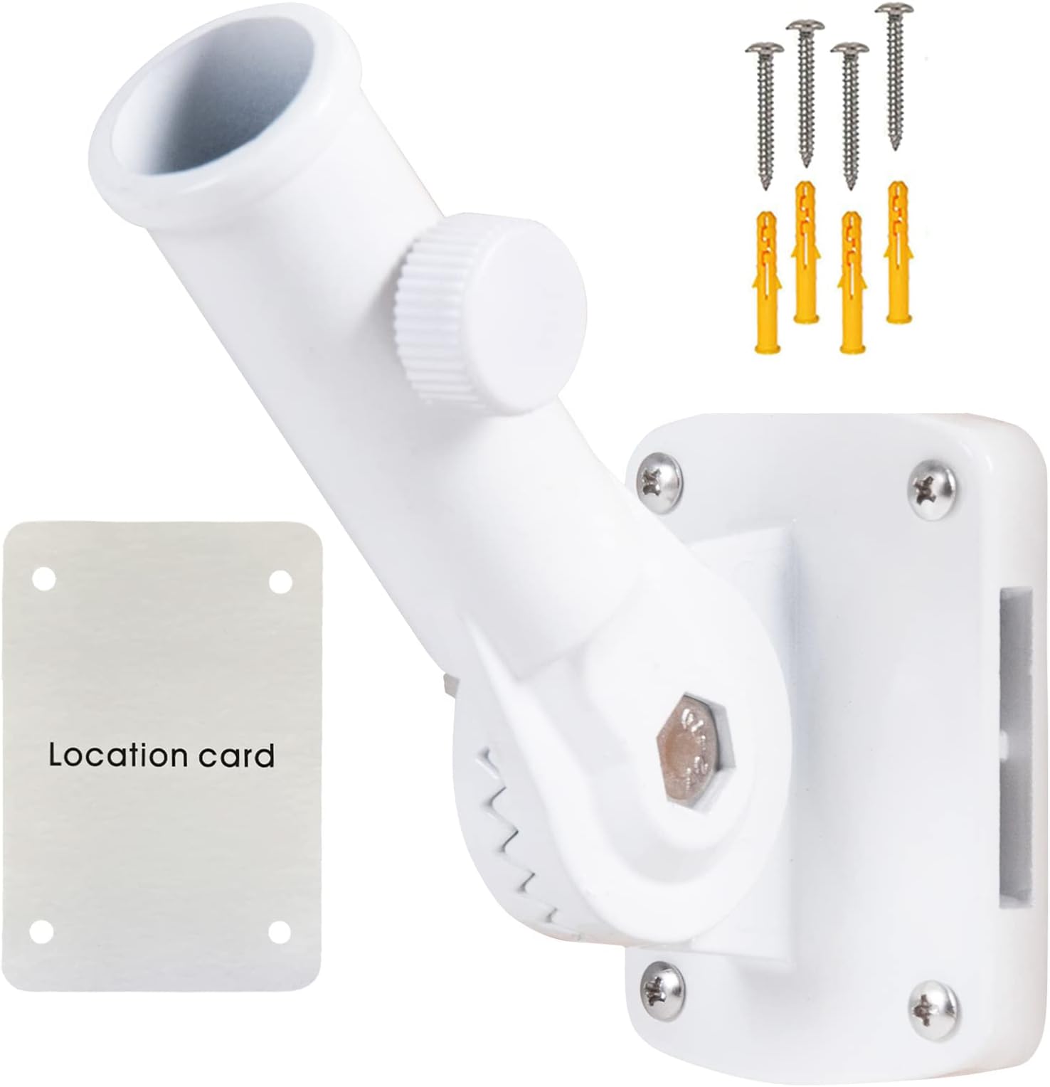 NQ Flag Pole Holder Adjustable, Flag Pole Bracket for Outside House Heavy Duty Aluminum, Multi-Position Flag Pole Mounting Bracket Rust Free with Hardwares, 1" Inner Diameter (White- 1 Pack)