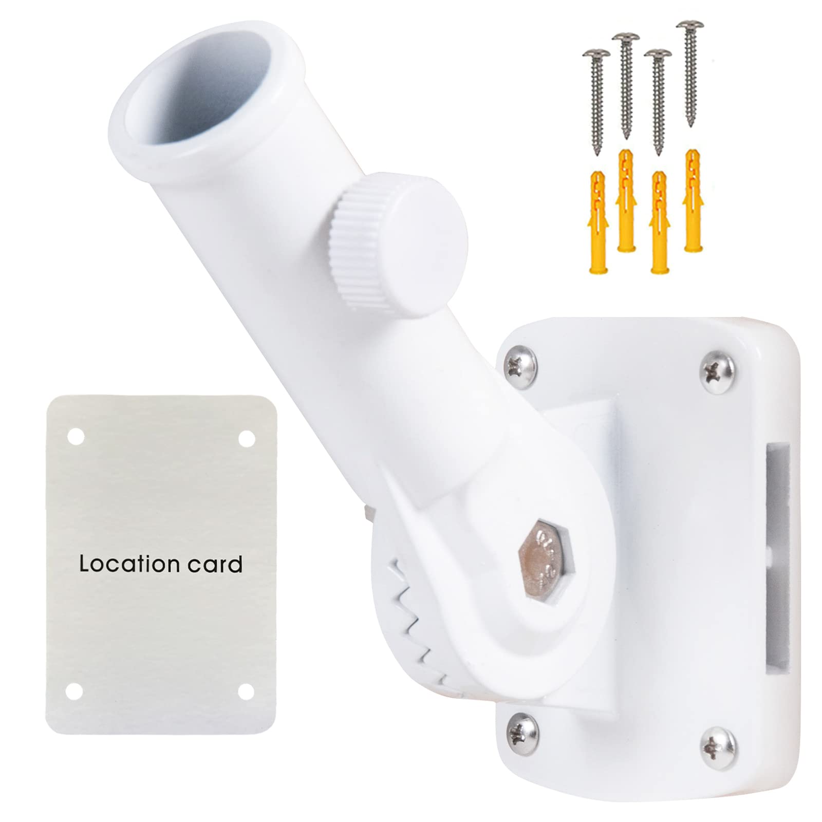 NQ Flag Pole Holder for 2.5cm (1 Inch) Diameter Flagpoles, Aluminum Flag Pole Bracket for Outside House, Multi-Position Adjustable Flag Pole Mounting Bracket (White)