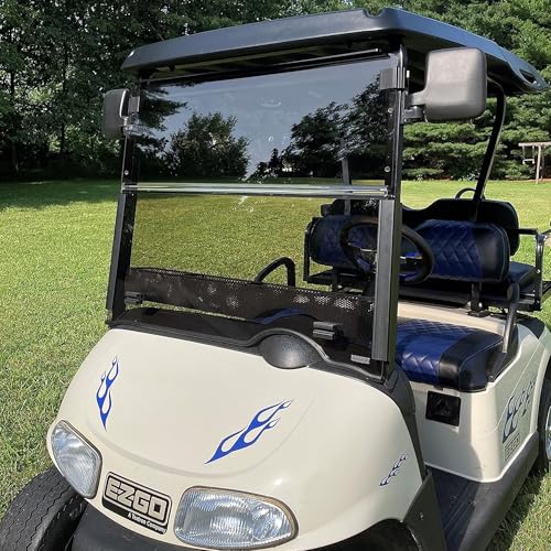 Huskey Tinted Golf Cart Windshield for EZGO RXV, Freedom RXV 2008-2022, Bottom Rubber Body Protection Gasket Added, 3/16