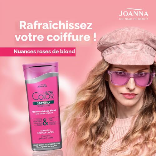 Joanna Ultra Color - Après-shampoing pour cheveux roses et roses - Rafraîchissement et soin des couleurs - Hydratant - Pour les tons blonds froids blond argenté et platine - Après-shampoing contre les – vue 2