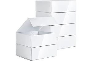 9.5" x 9.5" x3.5" Premium Glossy White Square Magnet Gift Box |...