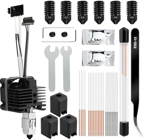 YOTINO 40 Stück P1P, P1S Hotend Komplett-Set für 3D-Drucker P1 Serie, Hot End Extruder mit Lüfter, 0.2/0.4/0.6 mm Hardened Steel Düse, Silikonsocke, Thermistor