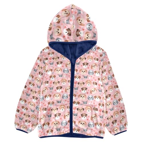 Funny Dogs Heart Boys Fleece Coat,Children's Zip-Up Hoodie Jacket,Baby Warm Fashion Outerwear 3-10T,A113279