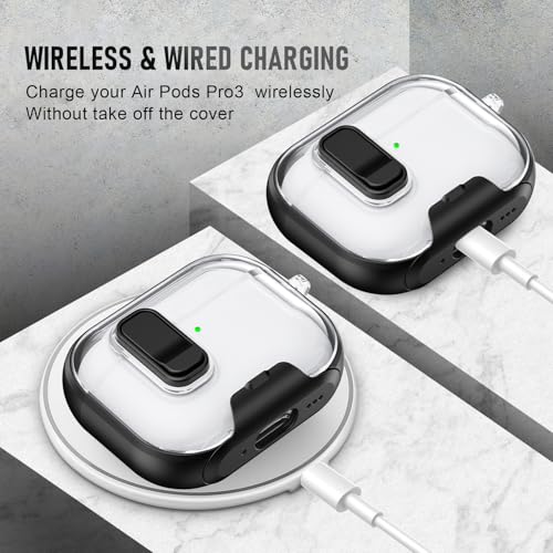 Image of for AirPods Pro 3 Case (2025) with Phone Stand & Cleaner Kit, Cute Soft Silicone Cover for AirPods Pro 3rd Genera case with Keychain for Women Men with Keychain for Airpod Pro case(2025)-Black