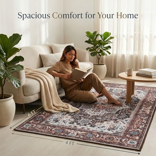 Image of Dream Weaverz Anti Slip Rectangular Carpet for Living Room & Hall | Silk | Flat Woven Soft Washable Floor Mat for Home, Bedroom Floor & Kitchen | Durable Anti Skid Rug for Daily Use (4 X 6) feet