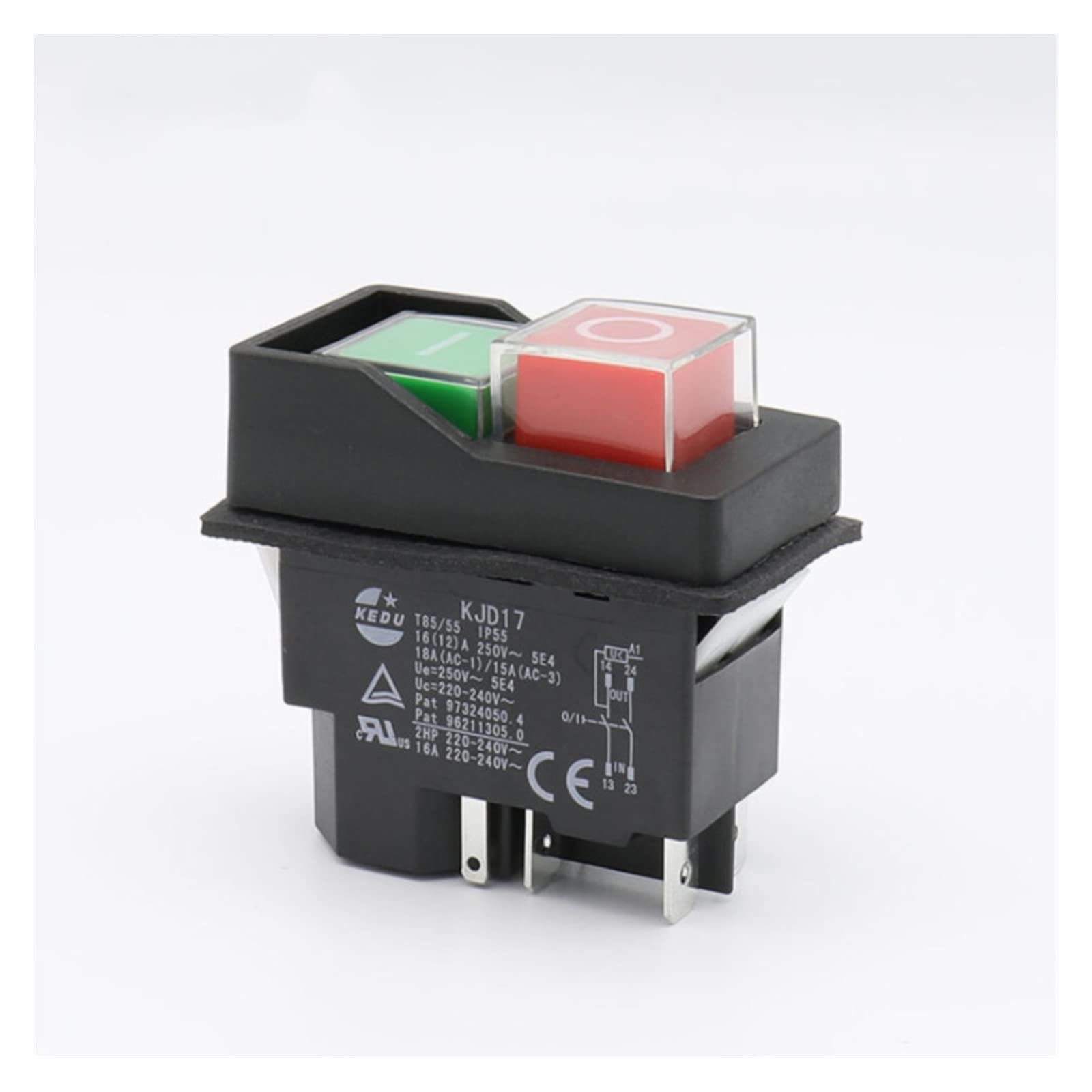 Botón de Interruptor de Encendido KJD17 5 Pines Interruptores de botón de Arranque electromagnético 16A AC250V IP55 Máquina Impermeable Equipo de Herramientas de jardín Interruptor de Seguridad