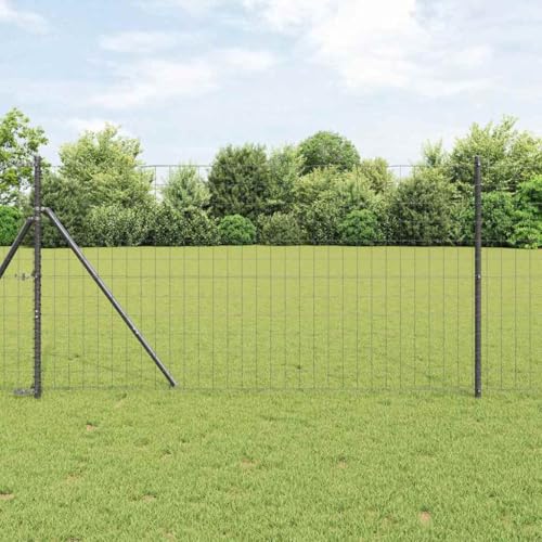 Mokuyary Eurozaun Grau 1,2 x 10 m PVC-beschichtetes Eisen Gartenzaun,Dekorativer Zaun Hundezaun Outdoor...