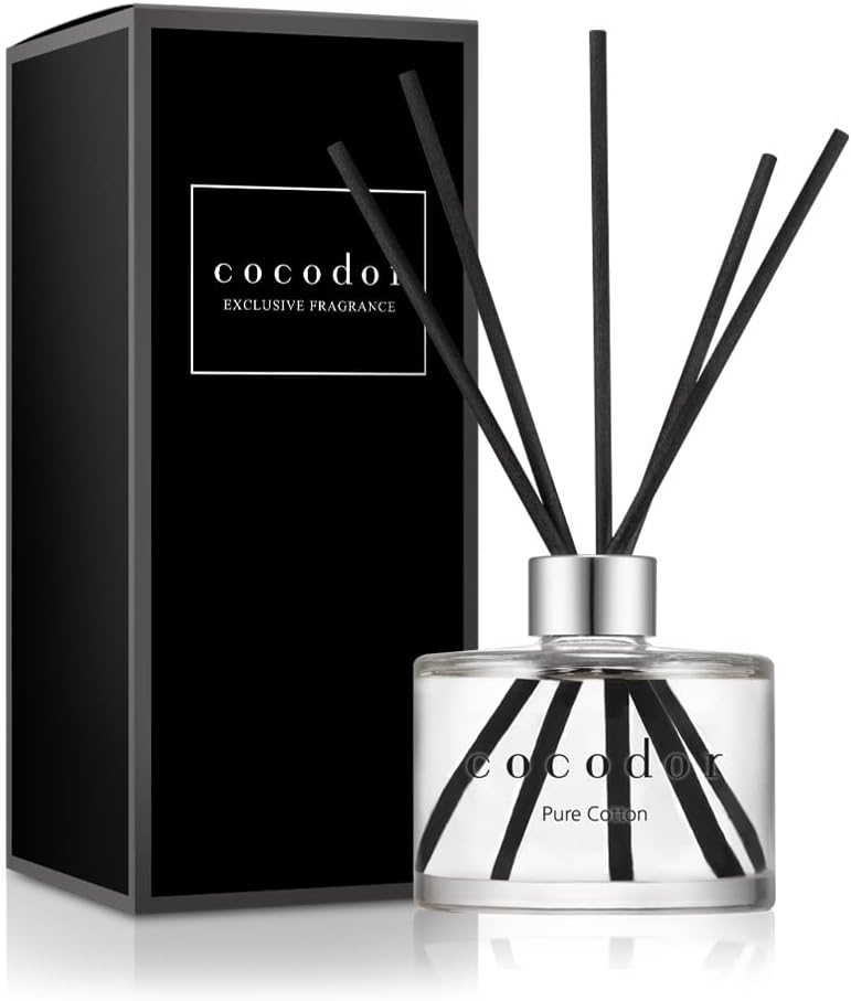 COCODOR Reed Diffuser Set/Pure Cotton / 200ml /1 Pack/Home Fragrance Diffuser, Oil Scent Diffuser for Bathroom Shelf Decor
