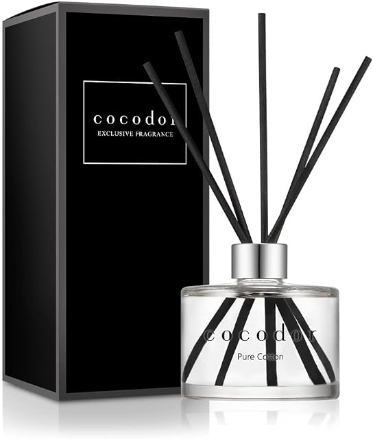 Cocod'or [COCODOR/Pure Cotton] Signature Reed diffusers Oil with a Set of 5 Fiber Sticks, 200ml, Best for Home, Kitchen, Bathroom. A Wide Variety of scents for Aromatherapy, Good for Gifts.