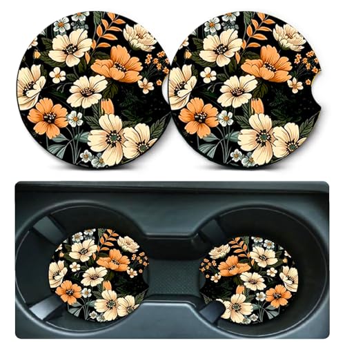 50% Off 2 Pack Flowers Car Coasters - Universal Anti-Slip Rubber Mats