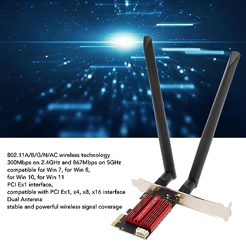 Tarjeta de red PCIe, adaptador WiFi inalámbrico 1200Mbps con Bluetooth 4.2 y banda dual 2.4GHz/5GHz, compatible con sistemas Windows 7, 8, 10, 11 miniatura 2