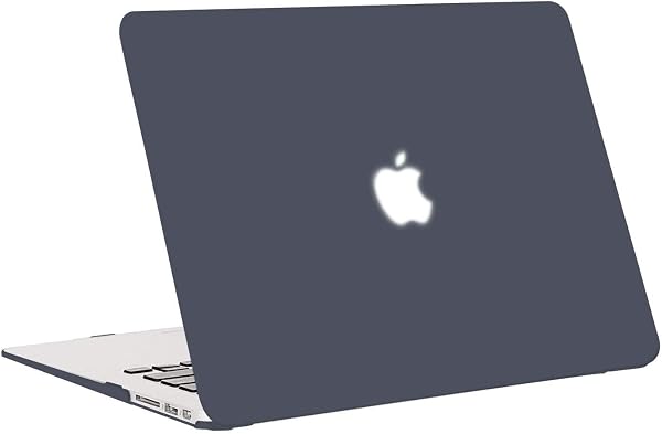 TECOOL Funda Compatible con MacBook Air 13,3 Pulgadas 2010-2017 (A1466 A1369), Carcasa de Plástico Ultrafina y Cubierta de Teclado en UE, Gris-Negro - 4