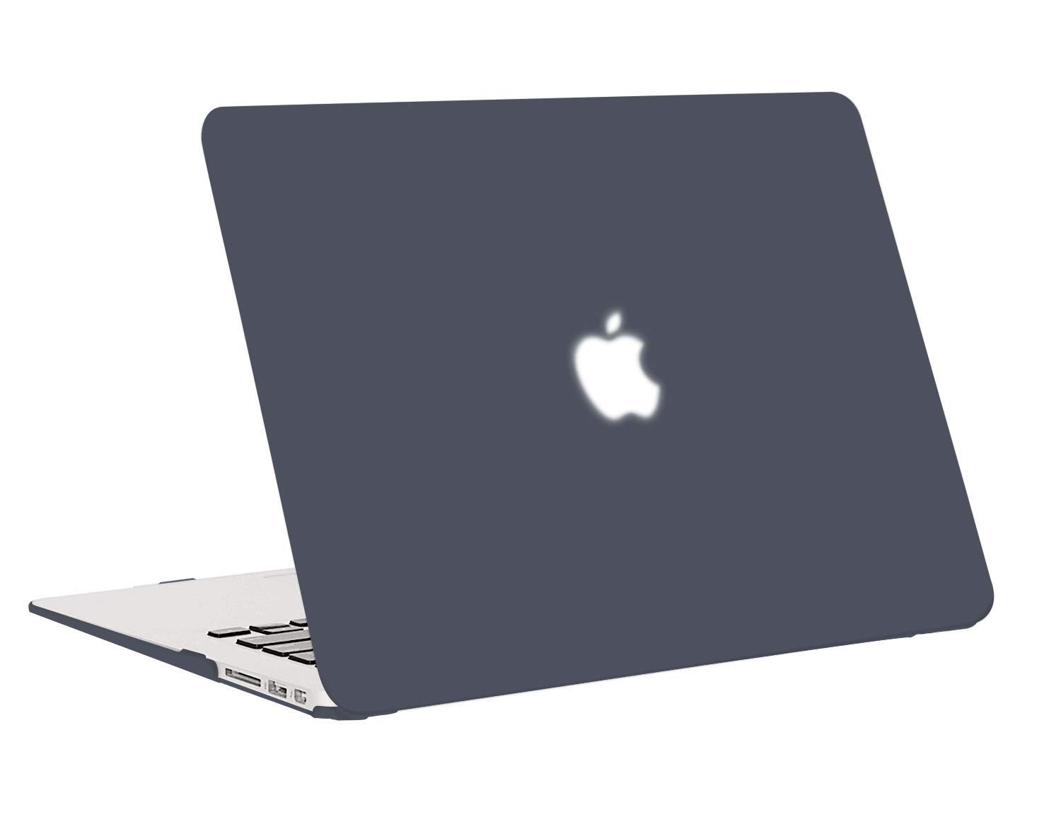 TECOOL Cover compatibile con vecchio MacBook Air 13 Pollici 2017-2010 (A1466 1369), Custodia Rigida Protettiva Sottile in Plastica Superficie Opaca e Copritastiera UE, Grigio-Nero