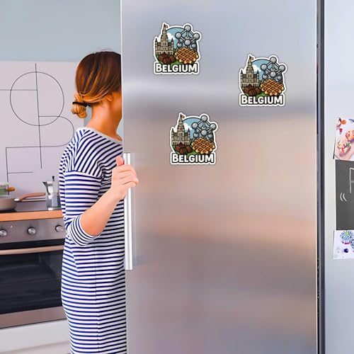 Image of Zesta Wooden Fridge Magnets Set | Refrigerator Decor Magnets for Kitchen | India Souvenir Fridge Magnet Collection | Wooden Magnet for Fridge Door Decoration (Belgium)