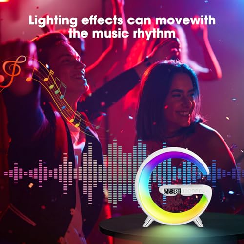 Jalann Smart Lamp Bluetooth Speaker with Wireless Charger, Dimmable Night Light G Speaker Lamp, App Control - Image 3