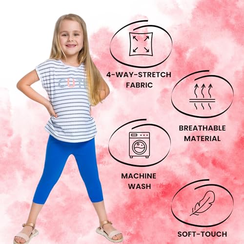 hi!mom Girls Cropped Cotton Leggings Basic Plain Kids Capri Pants Age 2-134