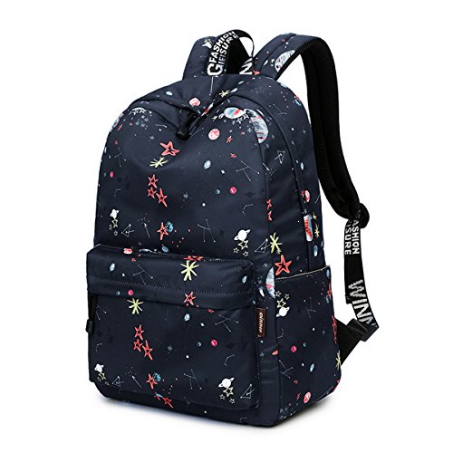 Acmebon Sac à Dos Style à la Mode Décontracté pour Filles avec Motifs Imprimés pour Ordinateur Portable Jusquà 14" Étoile
