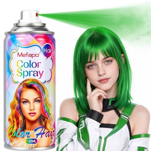 Green Hair Spray Temporary Hair Color Spray for Kids Women Men, Temporary Hair Dye, Washable Temporary Hair Color Wax, Hair Coloring Natural Gel for Halloween, Party, Cosplay, Christmas(Green, 4.06oz)
