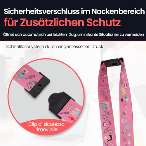 VERY IMPORTANT RUNNER - Schlüsselband Krankenschwester 56x2 cm mit Karabiner, Sicherheitsverschluss & Kartenhülle mit Band - Lanyard für Krankenschwester & Schlüsselband Medizin (Rosa)