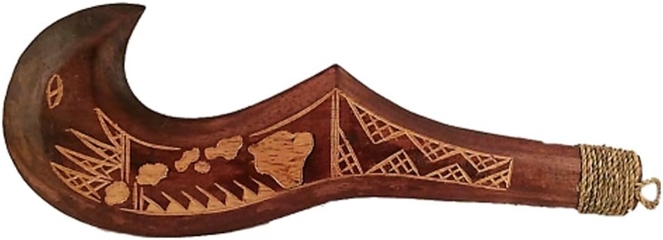 Hand Carved Wood Hawaiian Maui Hook Ceremonial Club