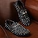 COSIDRAM Men's Glitter Studded Dress Shoes Fashion Metallic Sequins Gold Buckle Spikes Rivets Luxury Wedding Party Loafers Black 8.5