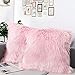 DQMEN 2Pcs Housse de Coussin, Fausse Fourrure Deluxe Décoratif Canapé Chambre Lit Super Doux Peluche Mongolie Taie d'oreiller (2Pcs Rose, 45 x 45cm)