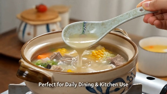 Lurrose Lot de 6 cuillères à soupe japonaises rétro en céramique