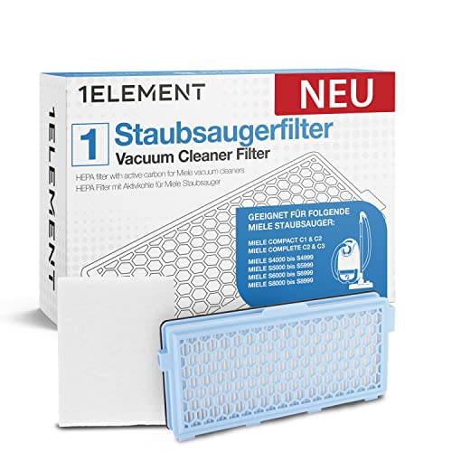 1 Filter for Miele Vacuum Cleaners [Compact C1 & C2, Complete C2 & C3, S8340] - 1 HEPA Filter and 1 Motor Filter for Allergy Sufferers against Fine Dust & Odours [S4000, S5000, S6000 & S80000 Series]