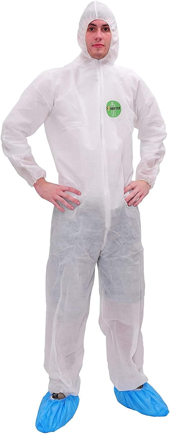 Disposable Coverall - Lightweight Hazmat Suits Workwear with Elastic Wrists and Ankles for Spray Painting Industrial